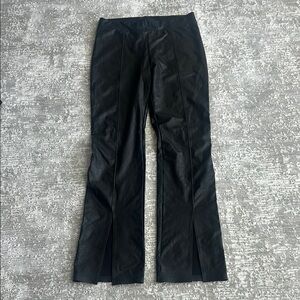 Commando Black Faux Leather Pants with Front Slits